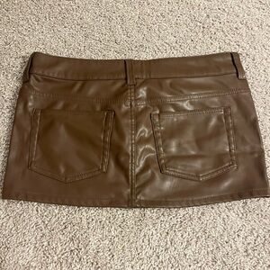 H&M Brown Faux Leather Mini Skirt
